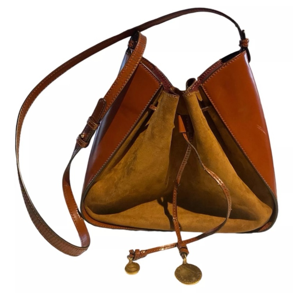 Stella McCartney Medium Eco Alter Faux Leather & Faux Suede Bucket Bag in Cognac